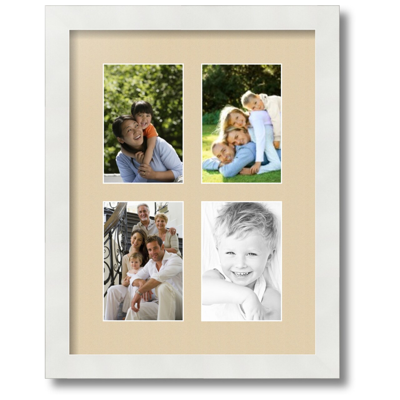 ArtToFrames Collage Photo Picture Frame with 4 - 4x6 inch Openings, Framed in White with Over 62 Mat Color Options and Regular Glass (CSM-3966-2)